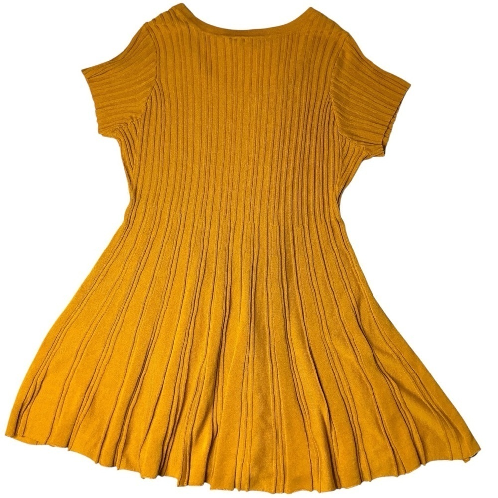 Torrid Ribbed Knit Dress Mustard Gold Mini Sweater Skater Scoop Neck Dress 3X - Picture 13 of 16